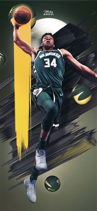 Giannis Milwaukee Bucks NBA Art wmcskills iPhone 11 wallpaper