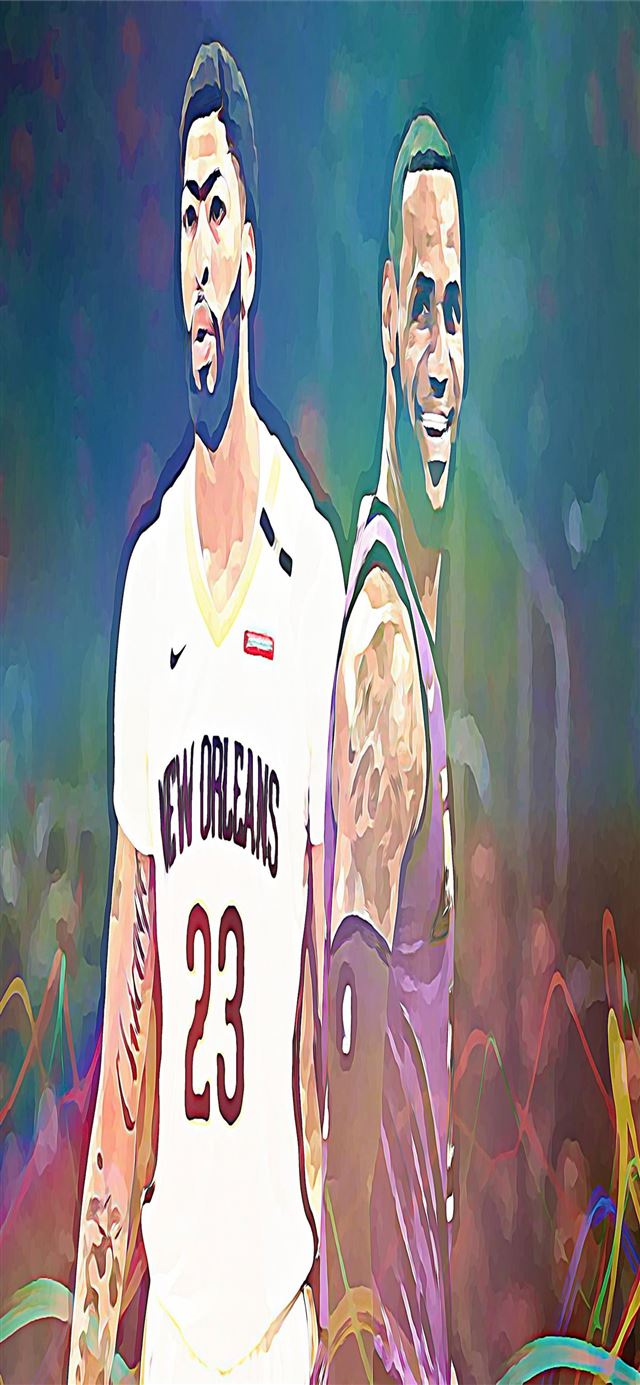 1125x2436 Lebron James Anthony Davis Digital Art Painting Le... - dwight howard iPhone 11 Wallpaper