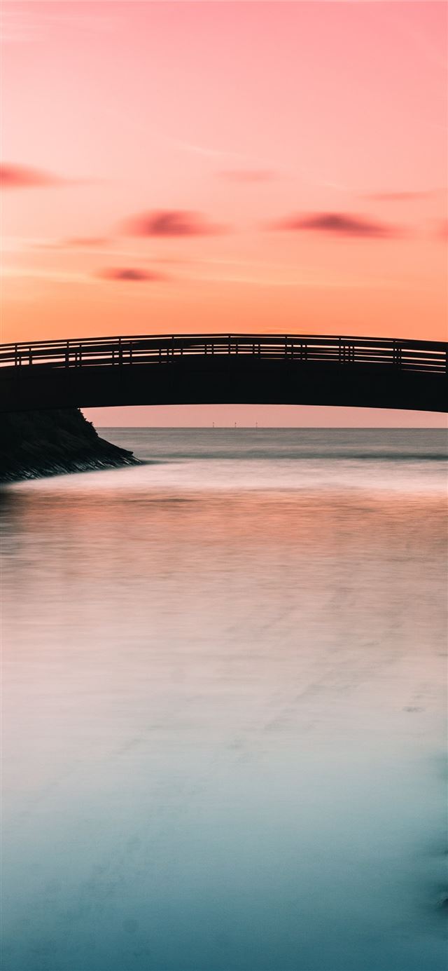 1125x2436 silhouette of bridge - sunset iPhone 11 Wallpaper