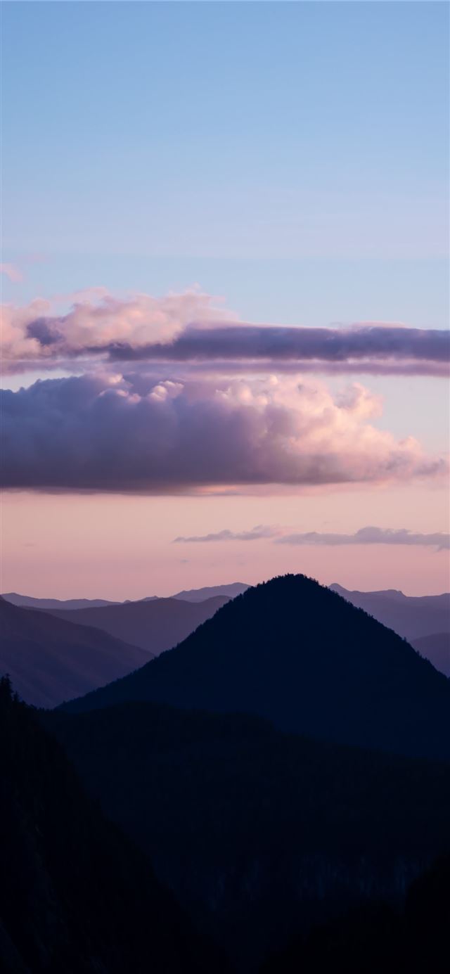 1125x2436 silhouette photography of mountain range - sunset iPhone 11 Wallpaper
