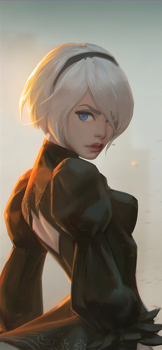 1125x2436 fan art of 2b from nier -  iPhone 11 Wallpaper