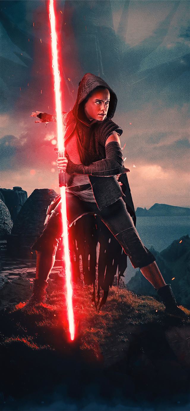 1125x2436 rey red light saber - artwork iPhone 11 Wallpaper