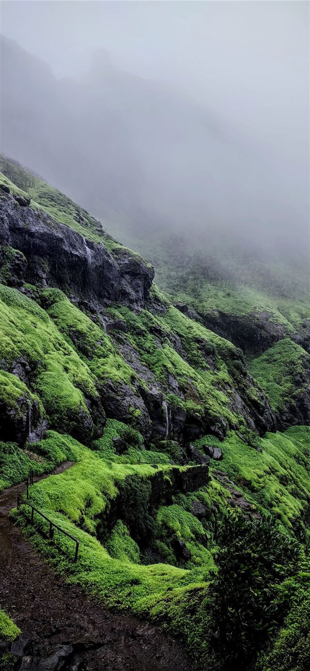 1125x2436 aerial view photography of green grass mountain - grey iPhone 11 Wallpaper