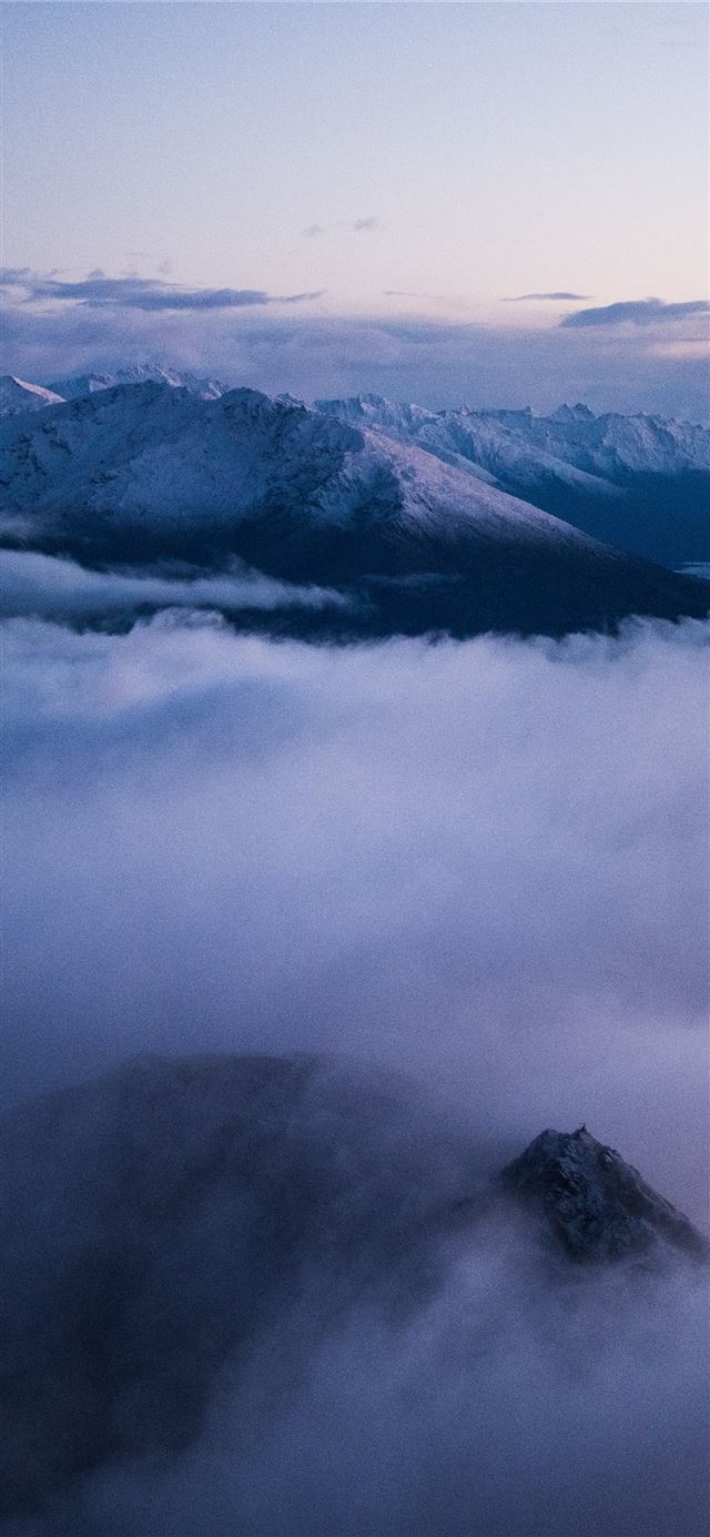 1125x2436 aerial photo of sea of clouds and mountain - sky iPhone 11 Wallpaper