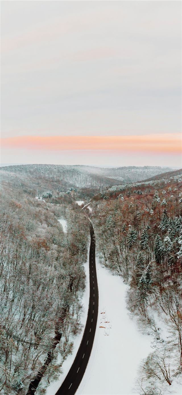 1125x2436 aerial photography of concrete road - scenery iPhone 11 Wallpaper