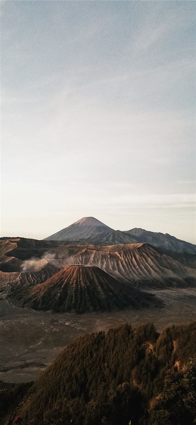 1125x2436 photo of crater and mountain - indonesia iPhone 11 Wallpaper