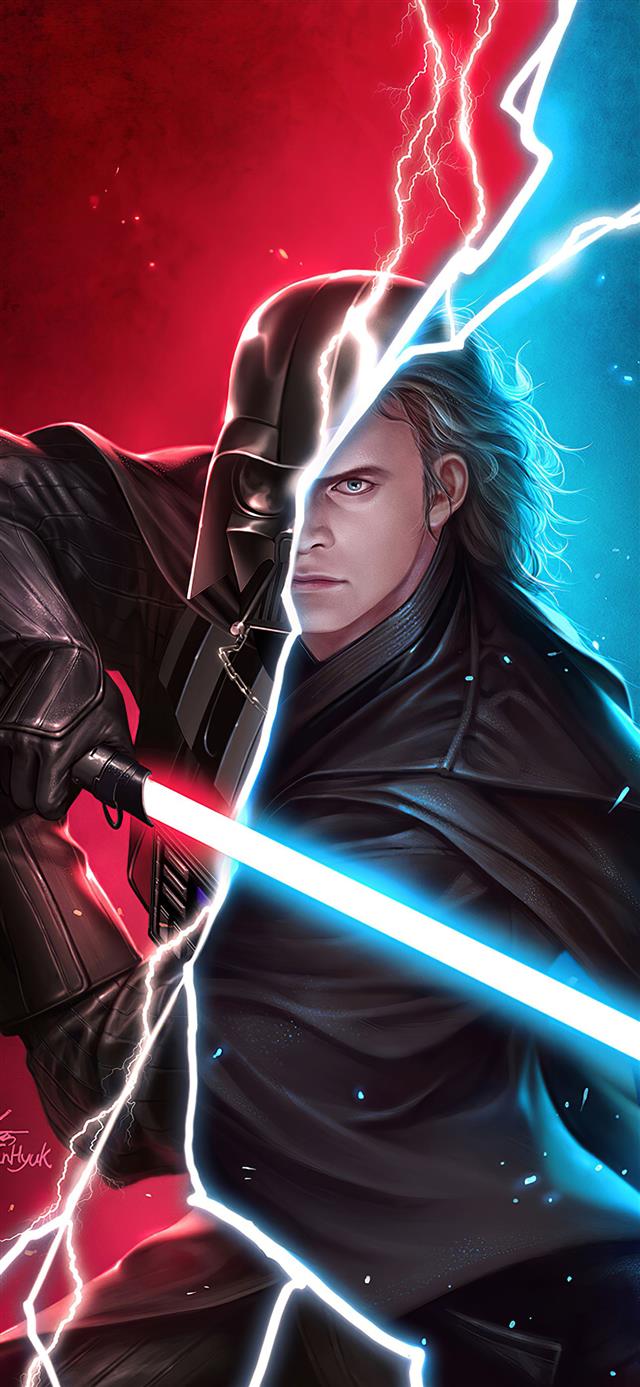 1125x2436 darth vader split art - artwork iPhone 11 Wallpaper