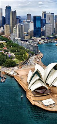Sydney Harbour Australia Buildings Bird View iPhone 11 wallpaper
