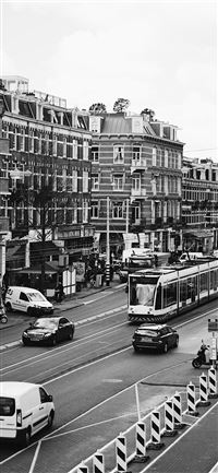view down an amsterdam street and background wallpaper