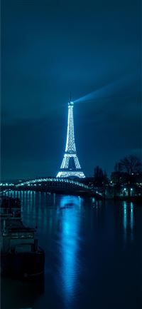 Paris eiffel tower night city river bridge Android... wallpaper