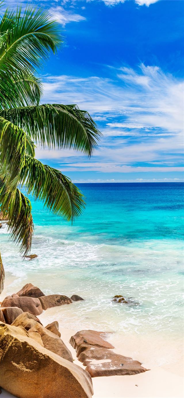 1125x2436 Beach in Seychelles Earth Beach Blue Horizon Ocean... - 100 most beautiful places to visit iPhone 11 Wallpaper
