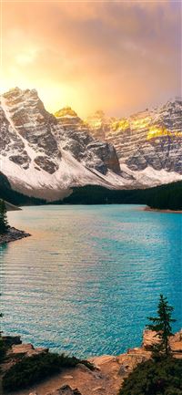 Moraine Lake Banff National Park sunset nature wallpaper