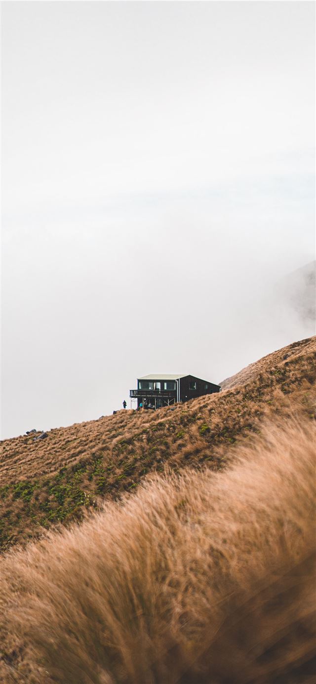 1125x2436 black house on brown grass field under white cloud... - water iPhone 11 Wallpaper