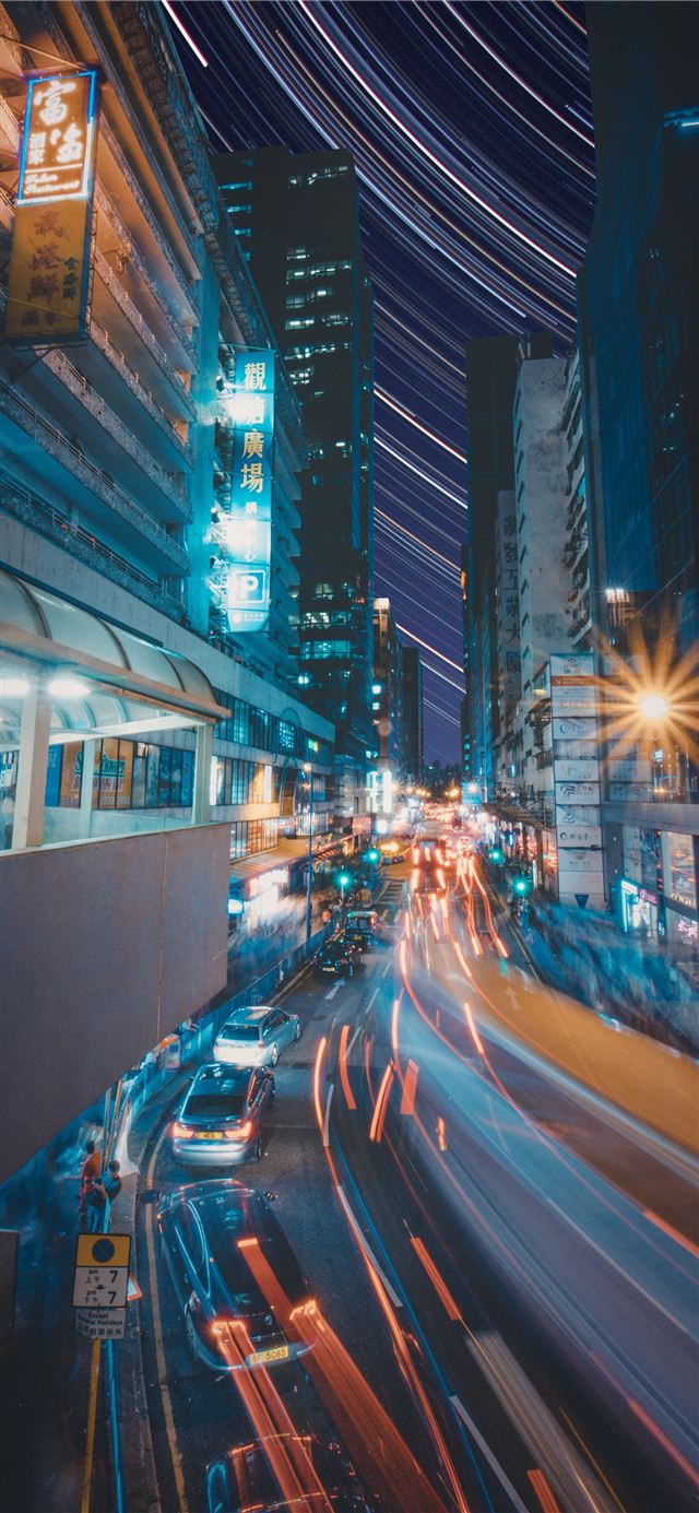 1125x2436 timelaps photography of road and building - city iPhone 11 Wallpaper