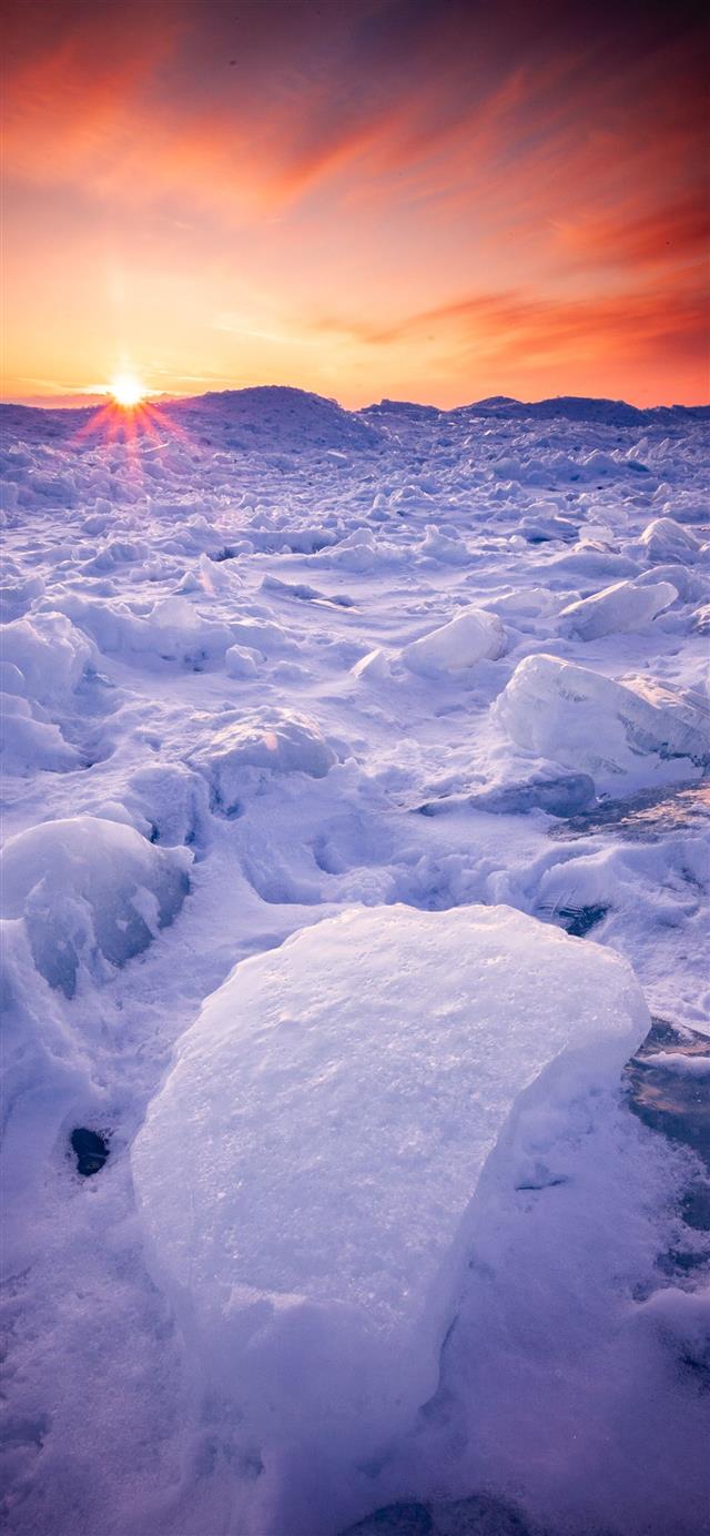 1125x2436 snow during golden hour - mountain iPhone 11 Wallpaper