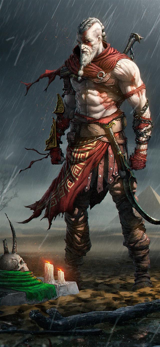 1125x2436 kratos fanart 4k -  iPhone 11 Wallpaper