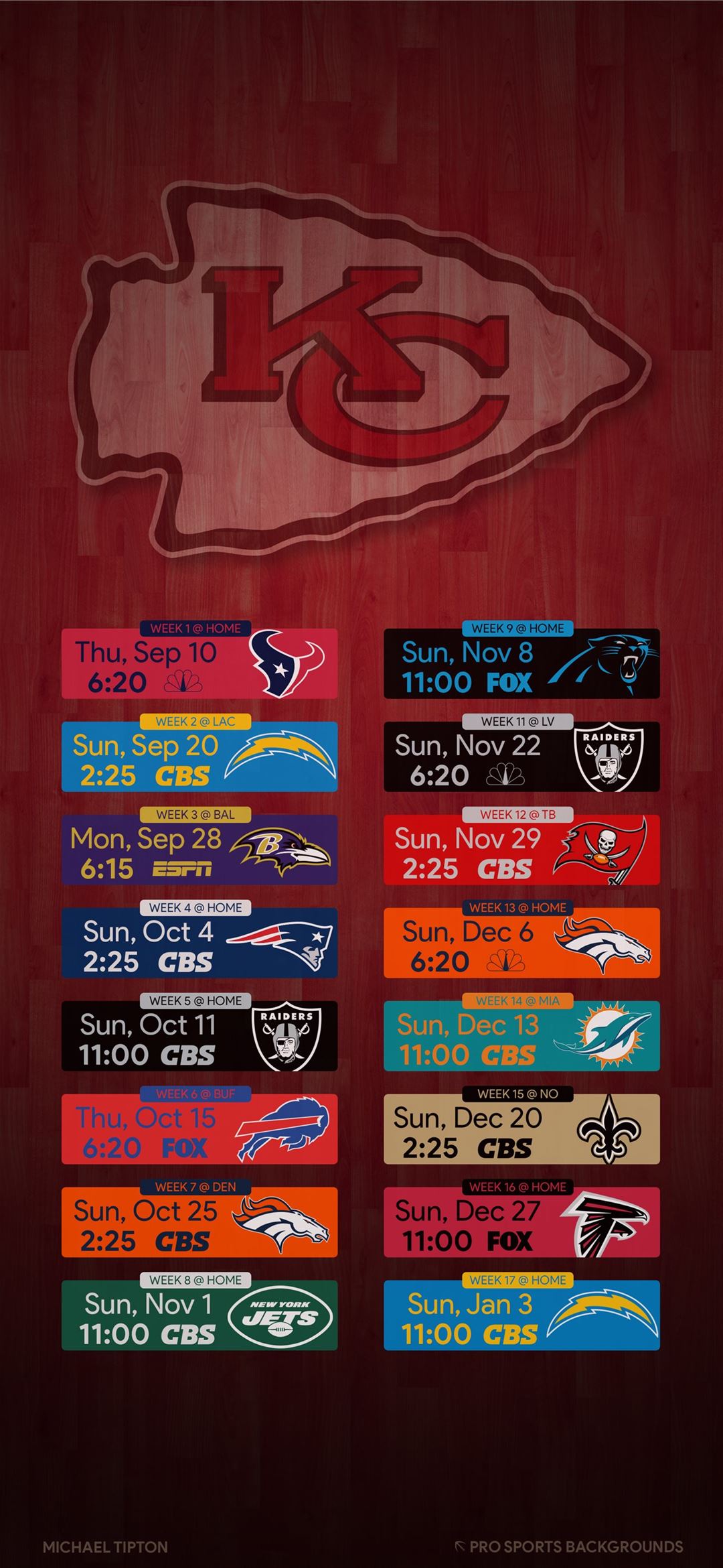 2022 Chiefs Schedule: Downloadable wallpaper