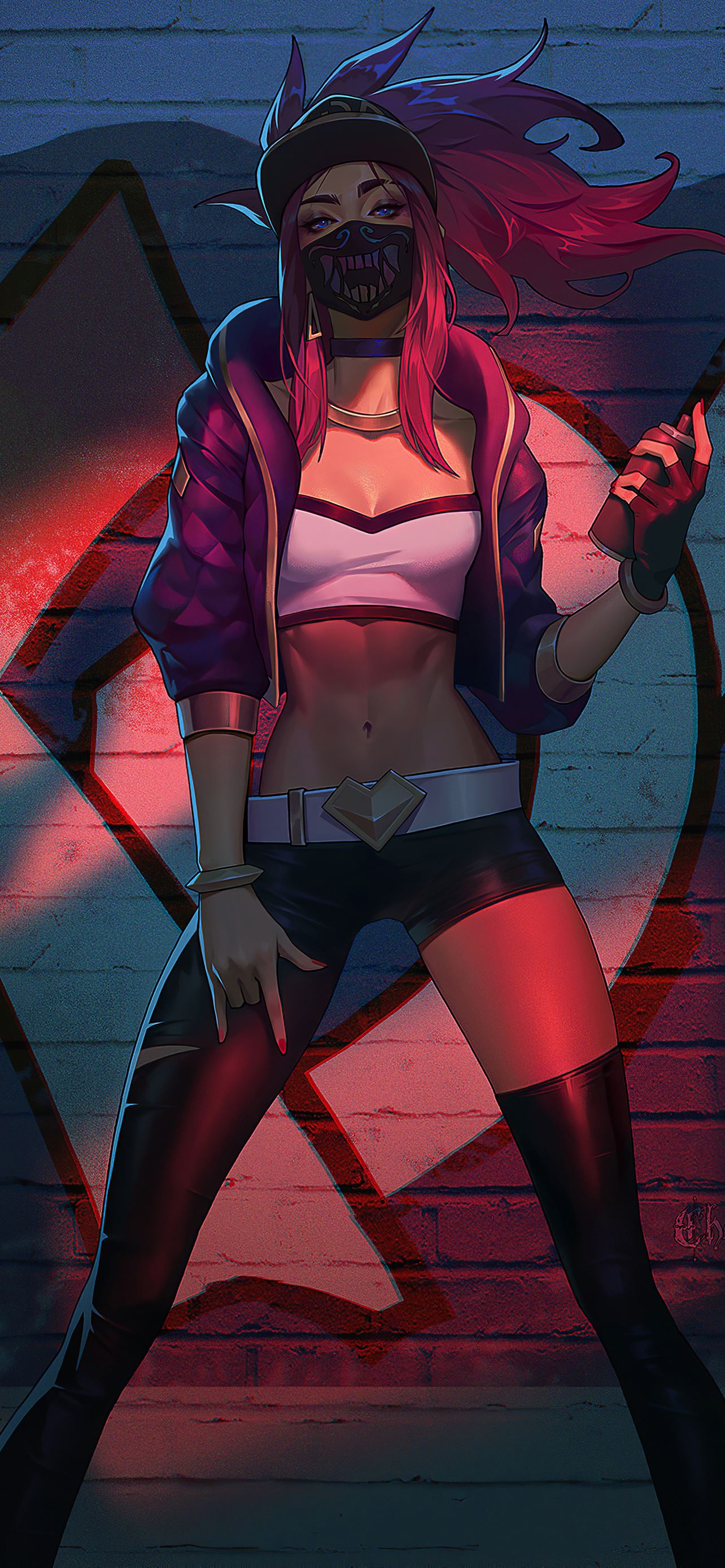 kda akali with spray 4k iPhone 12 Wallpapers Free Download