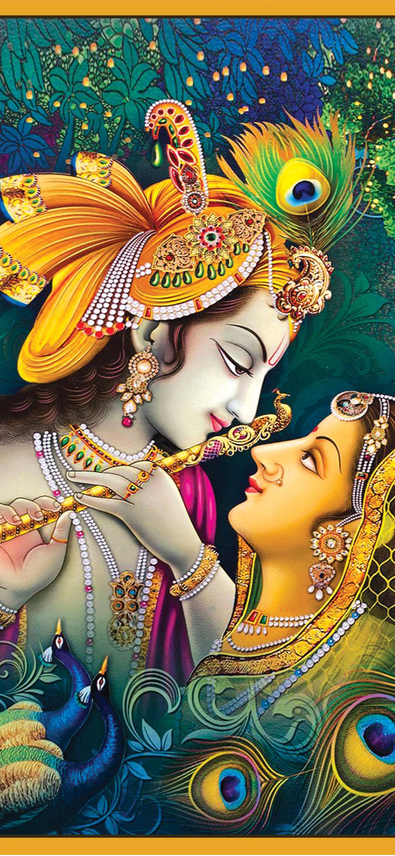 Lord Radha Krishna Painting top iPhone wallpaper 