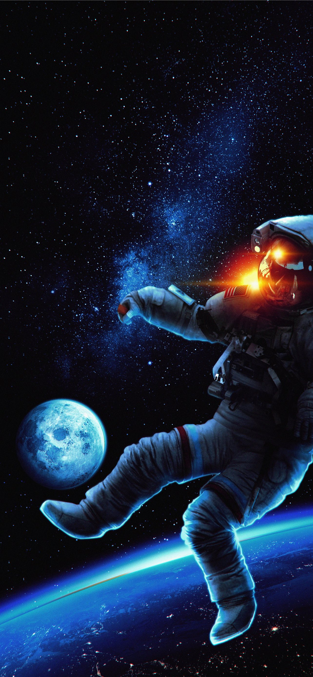 Astronaut watching the world on the rock he sits on 4K wallpaper download