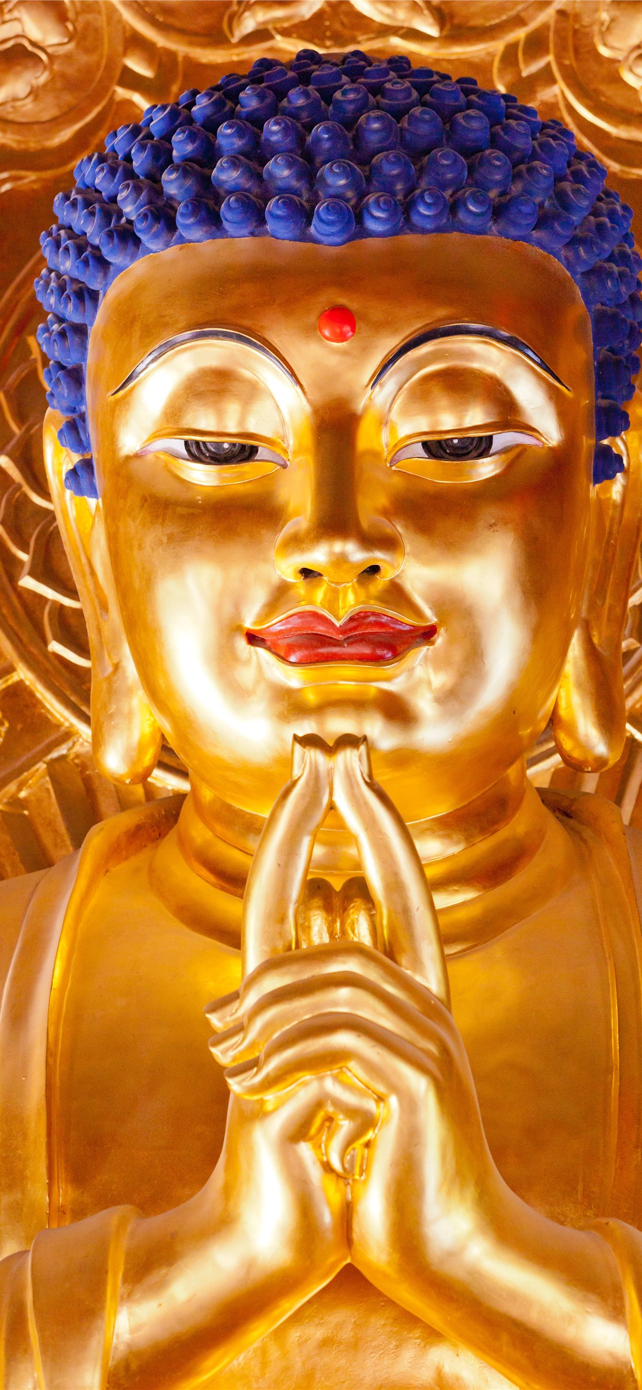 buddha statue gold buddhism hd background iPhone wallpaper 