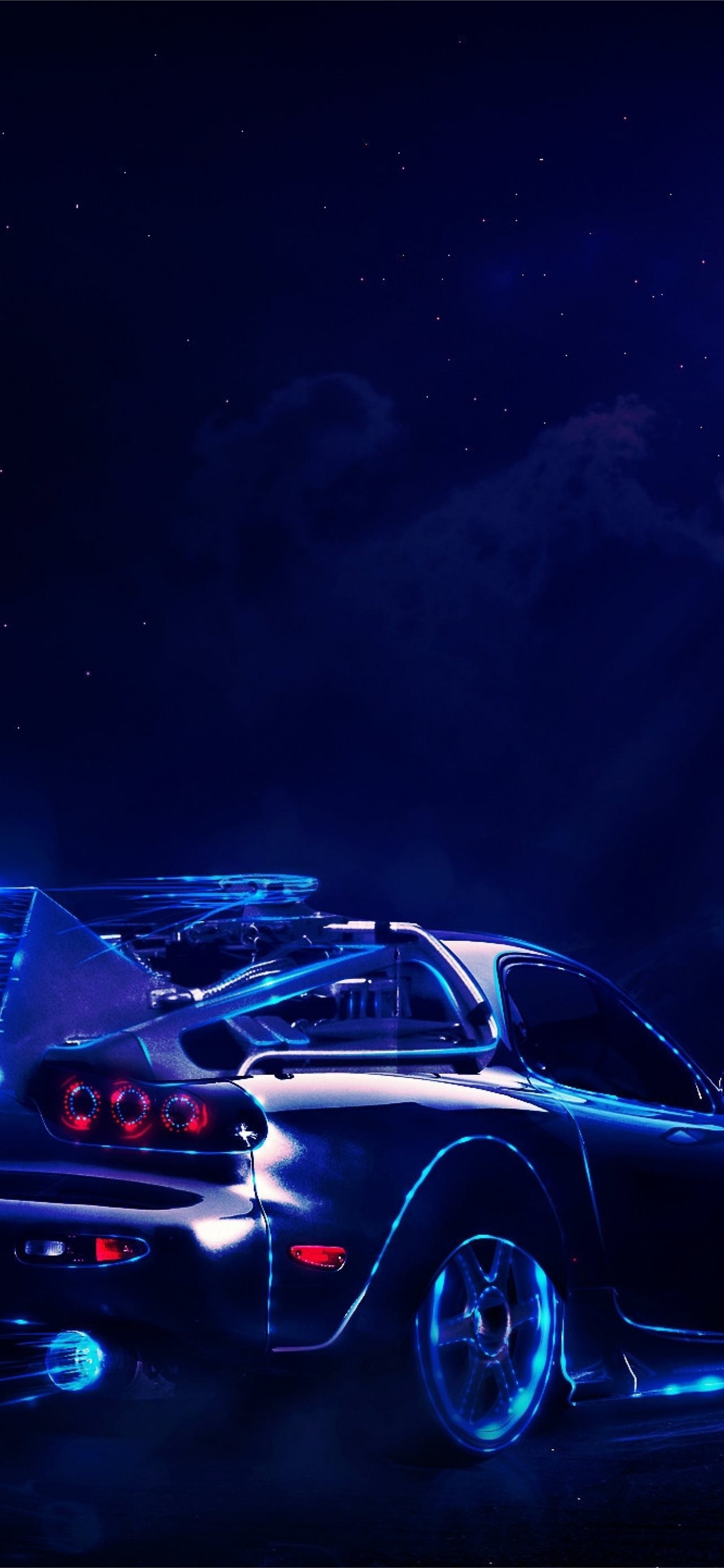 Back To The Future Mazda Rx7 Moon Digital Art 4k S Iphone Wallpapers Free Download