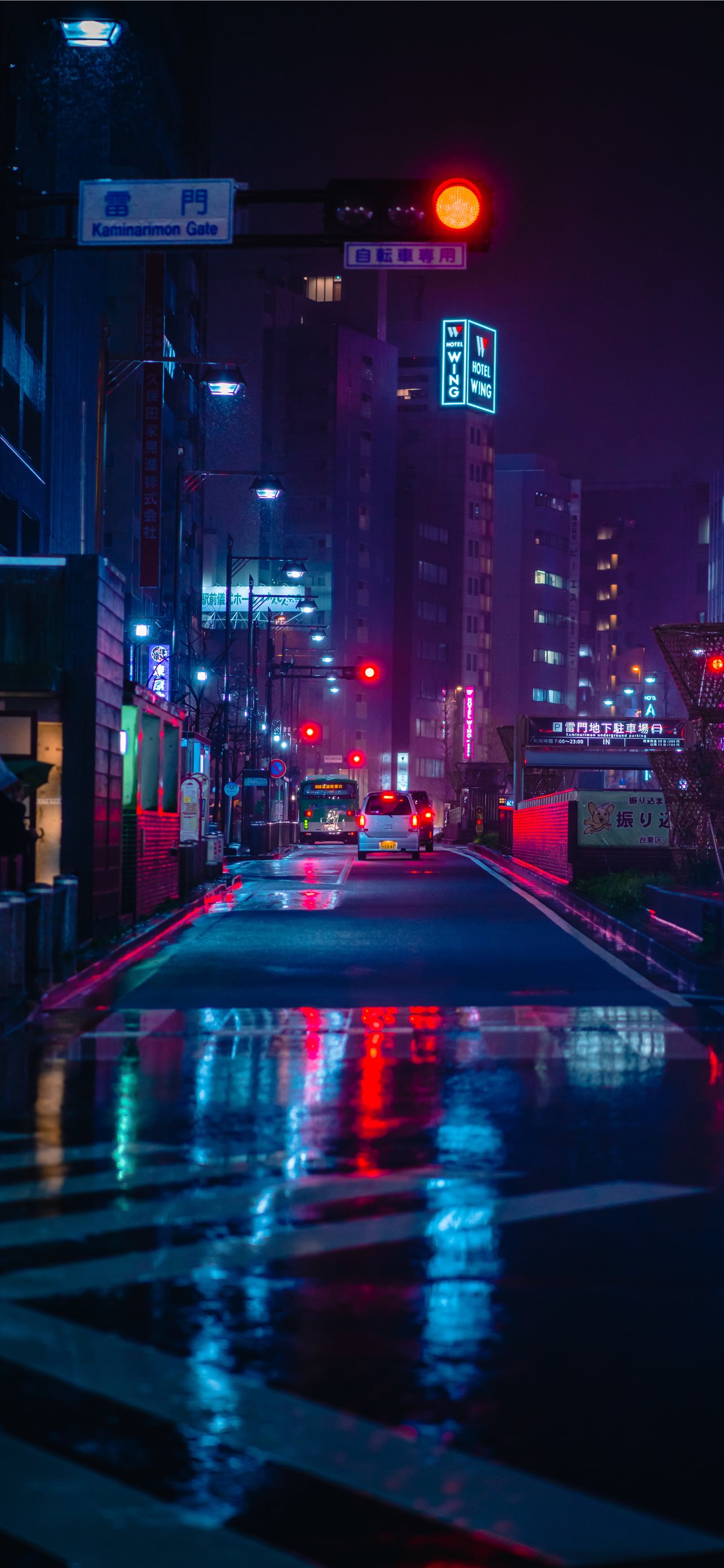 Tokyo by night near Asakusa iPhone wallpaper 