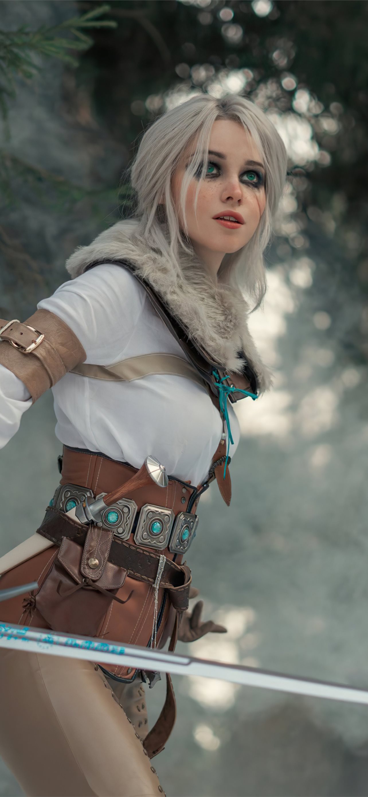 ciri the witcher 3 cosplay 4k iPhone wallpaper 