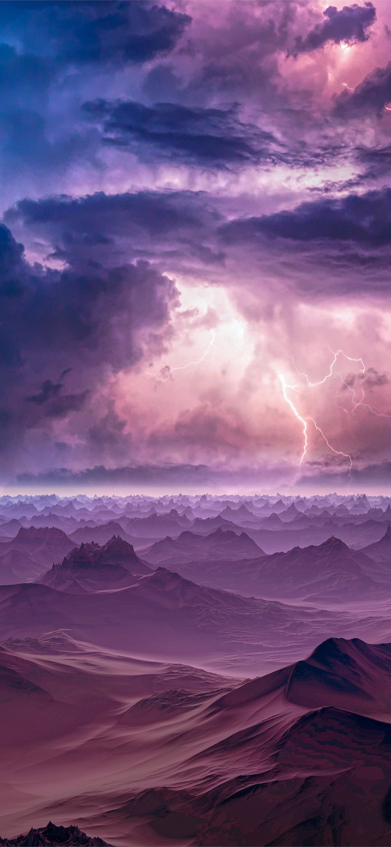 lightning mountains storm manipulation 5k iPhone Wallpapers Free Download
