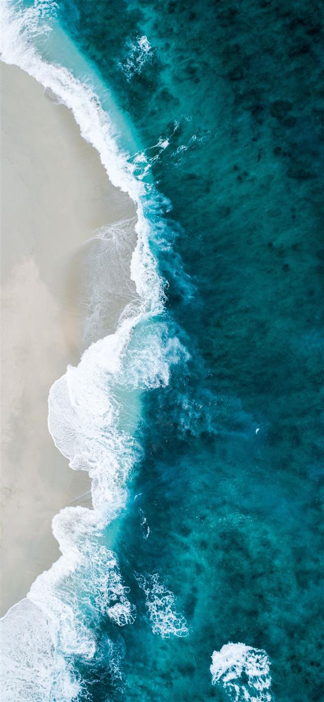 aerial photo of seashore iPhone 12 wallpaper 