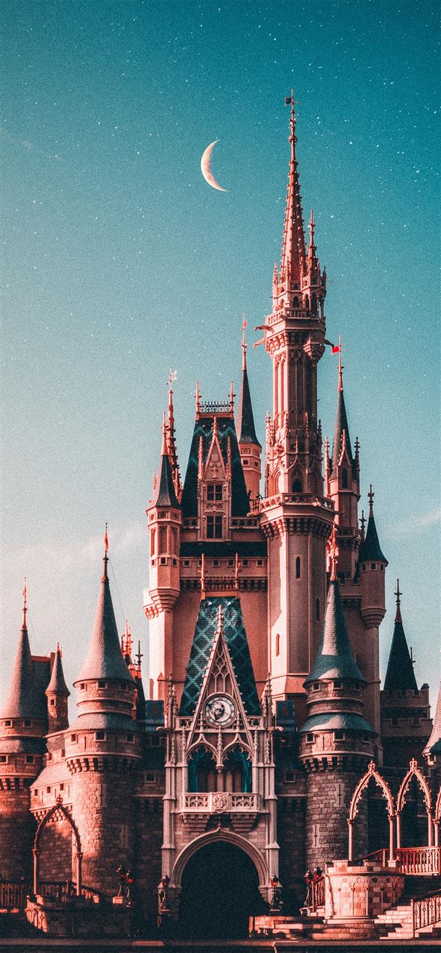blue and beige Disneyland castle iPhone 12 wallpaper 