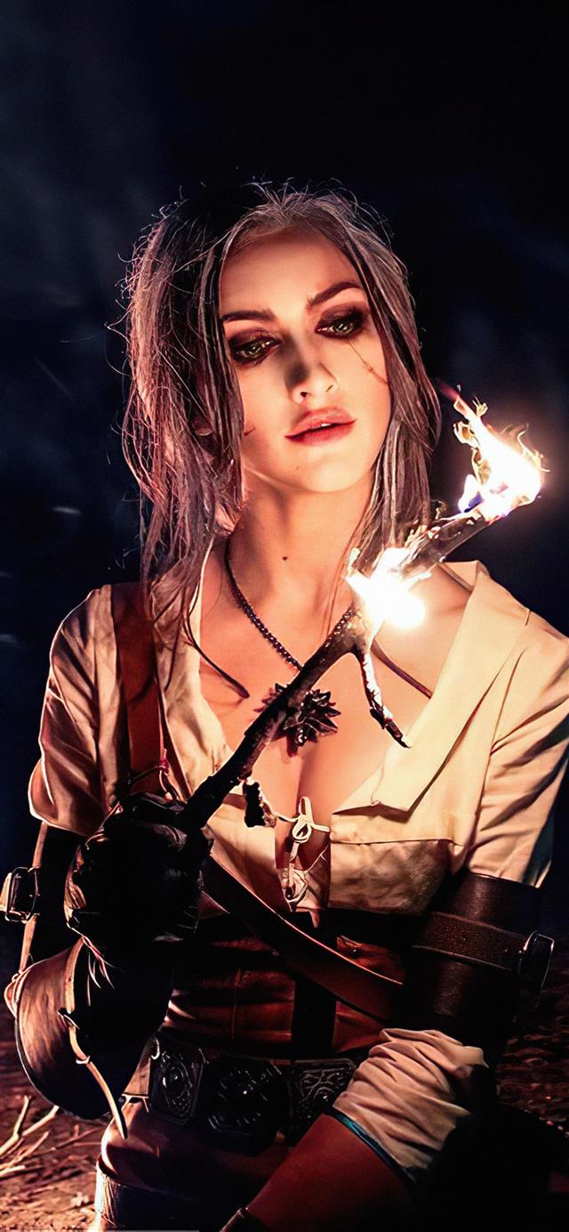 ciri the witcher cosplay 4k iPhone 12 wallpaper 