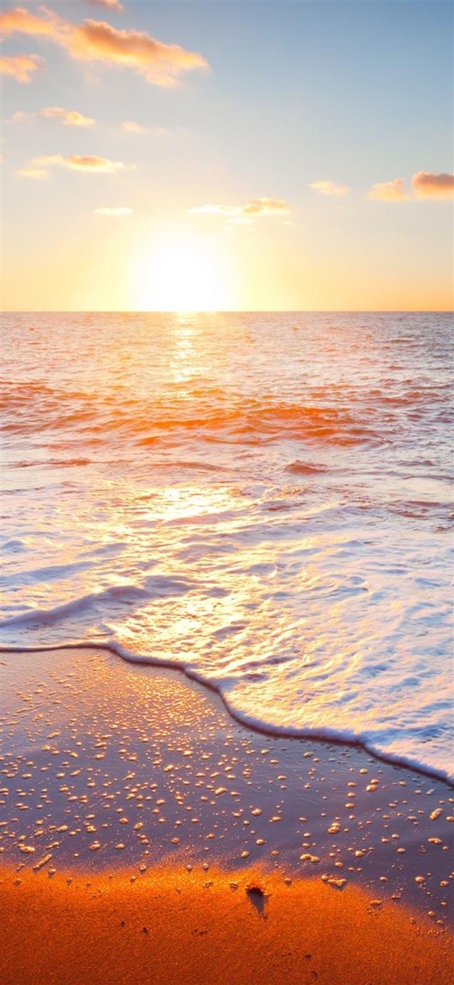 beach shore sunset iPhone 12 wallpaper 