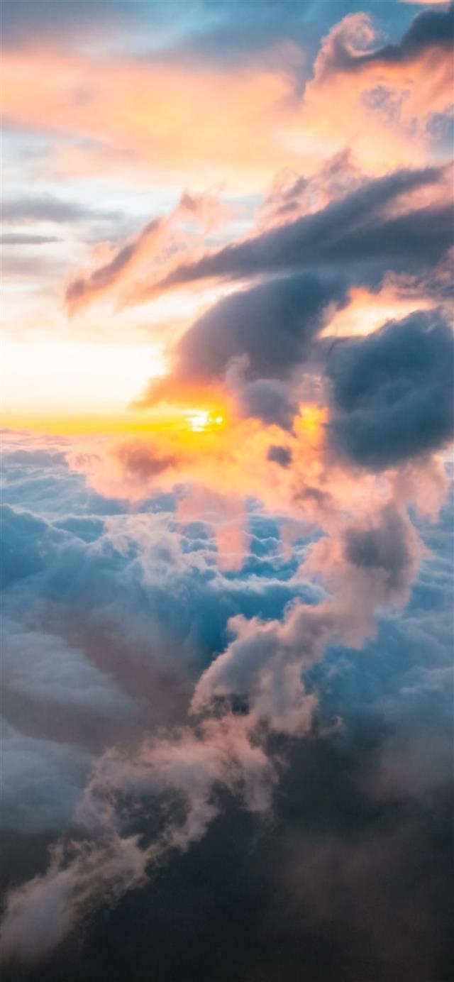 clouds sunrises mount fuji iPhone 12 wallpaper 