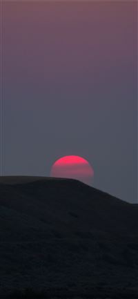 red sun landscape sunset dark 5k wallpaper