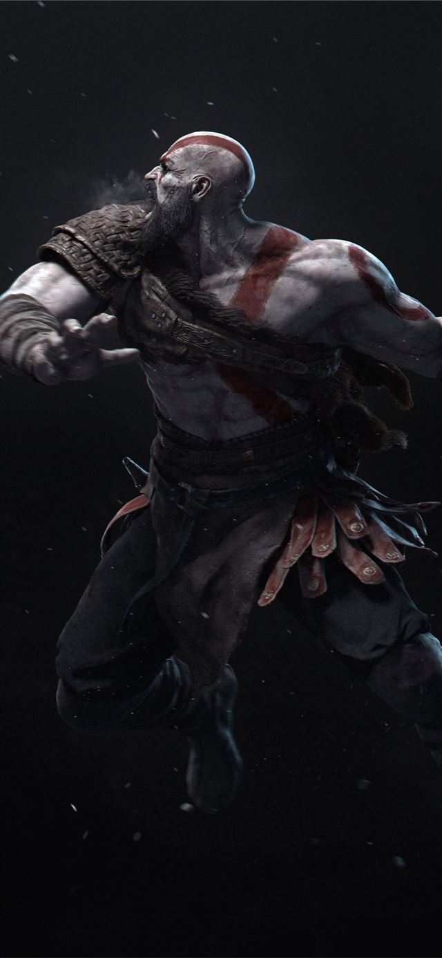 kratos hitting with axe 4k iPhone 12 wallpaper 
