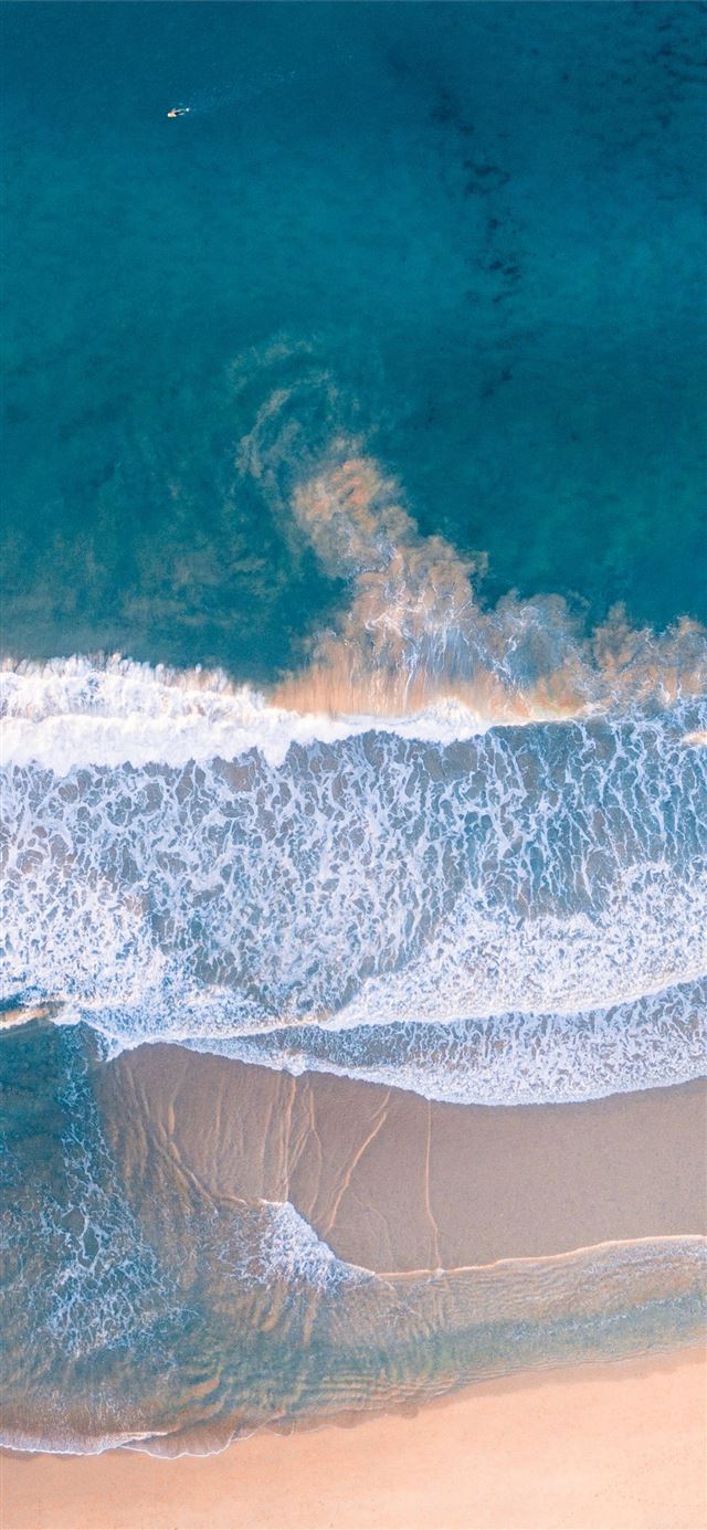 high angle photography of beach shore iPhone 12 wallpaper 