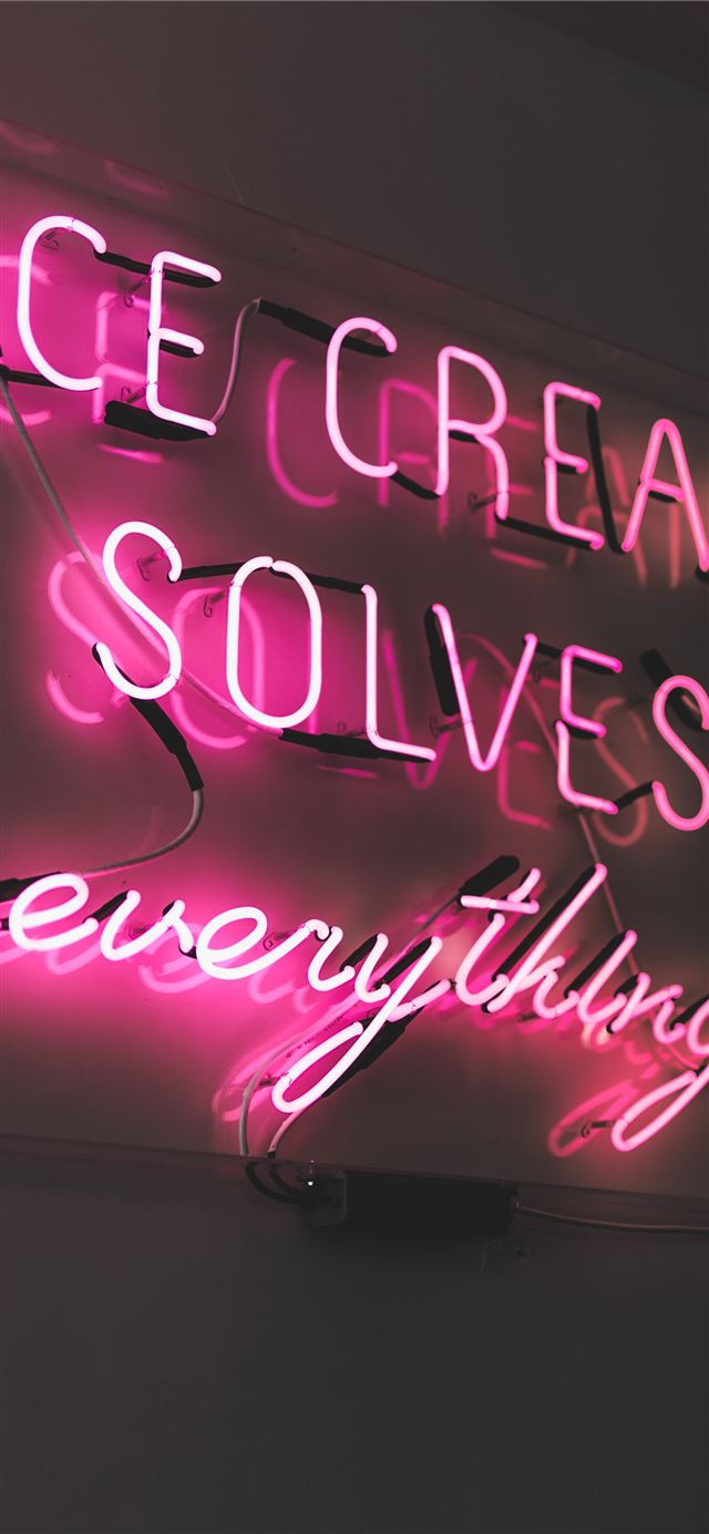 pink ice cream LED sign iPhone 12 wallpaper 