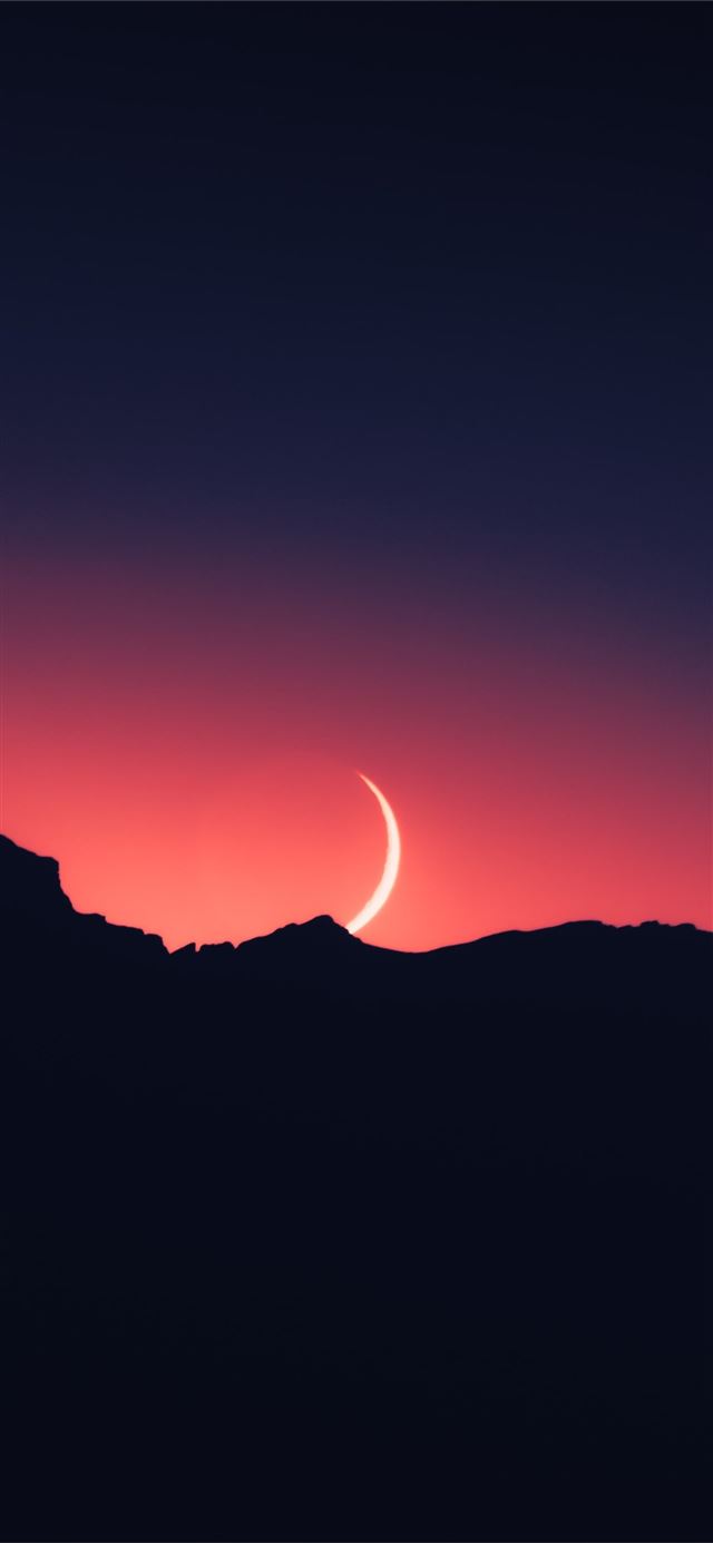 moonset silhouette 5k iPhone 12 wallpaper 