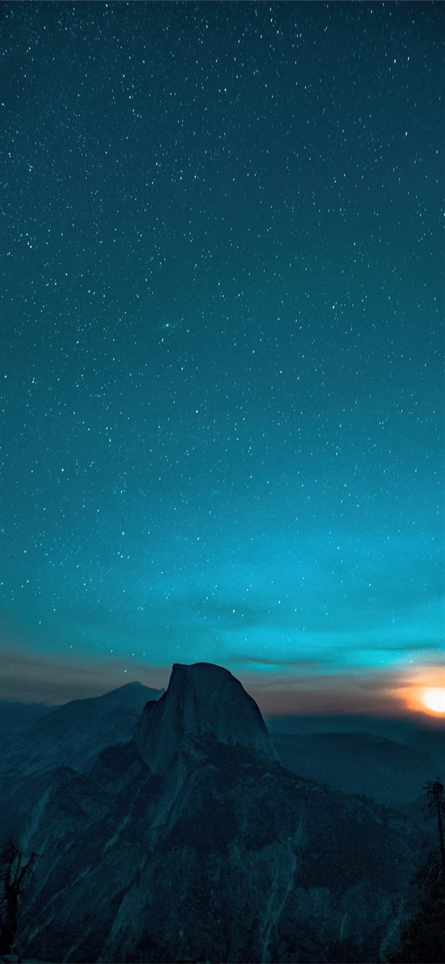 gray mountains sky full of stars 5k iPhone 12 wallpaper 