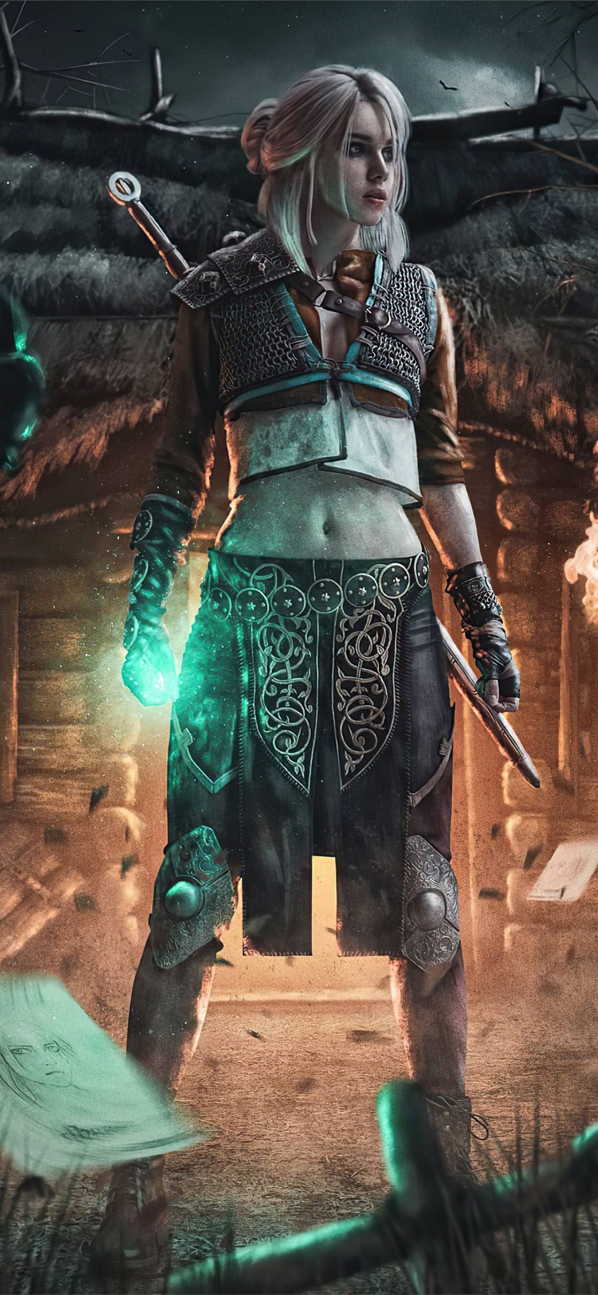 cyberpunk ciri the witcher 3 4k iPhone 12 Wallpapers Free Download