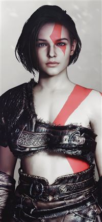 jill resident evil x kratos god of war 4k wallpaper