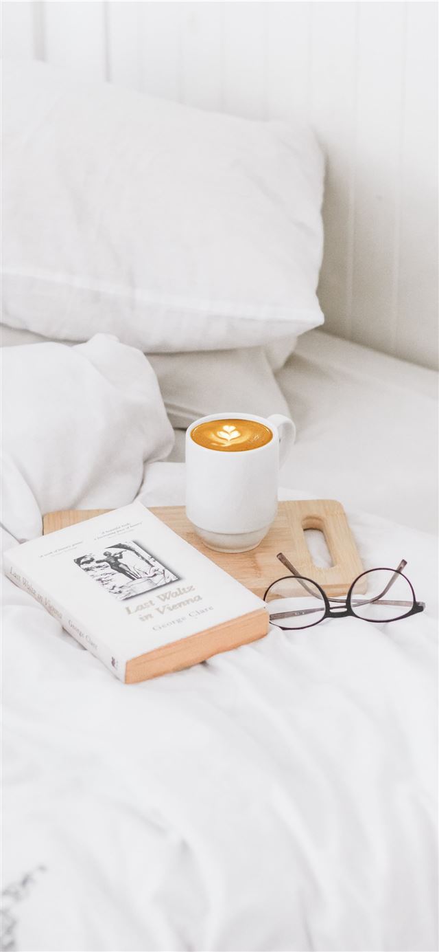 coffee in ceramic mug served on board iPhone 12 wallpaper 