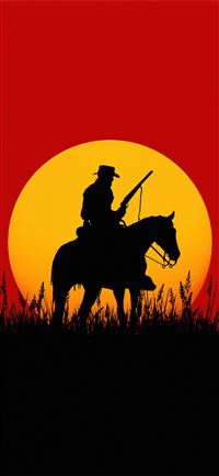 silhouette cowboy red dead redemption 2 5k wallpaper