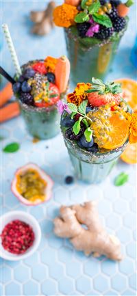 tilt shift lens photography of fruits in drinking ... wallpaper