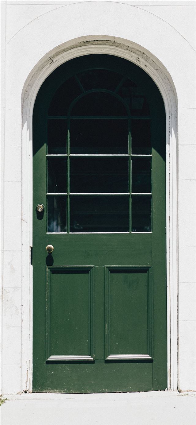 green wooden storm glass door close iPhone 12 wallpaper 