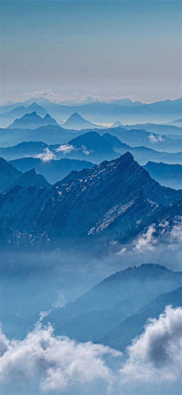 mountains sea clouds 5k iPhone 12 wallpaper 