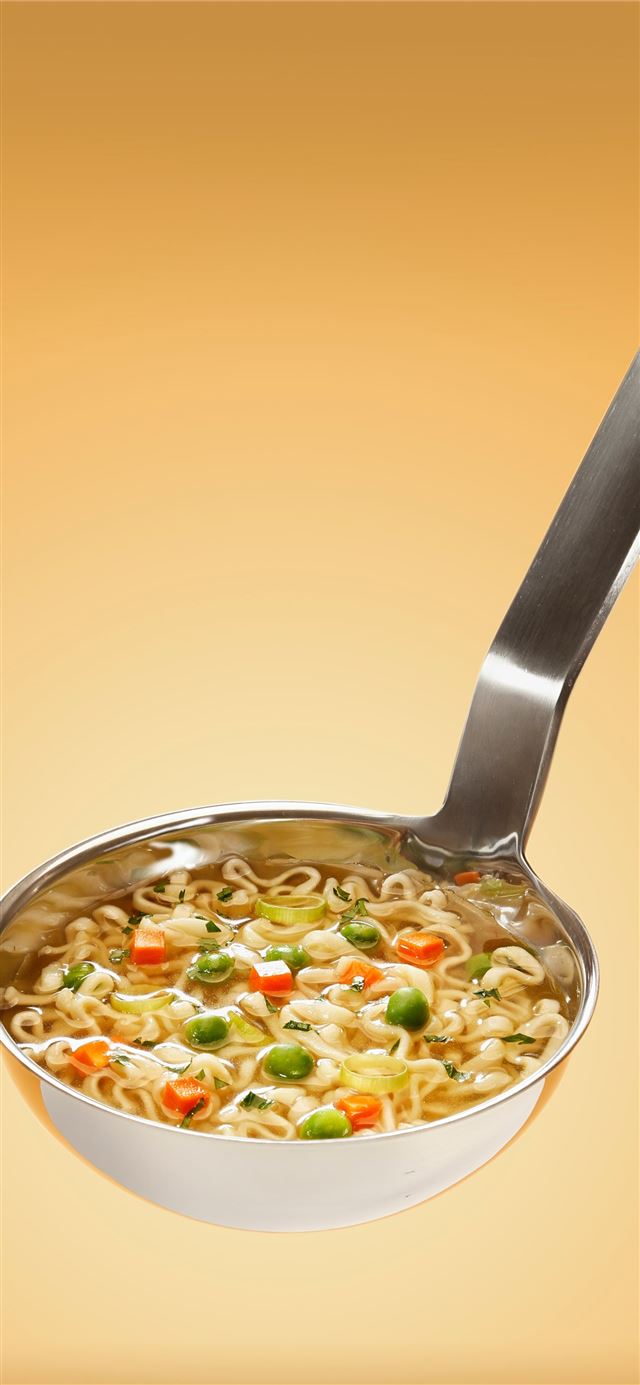 silver steel scoop with noodles iPhone 12 wallpaper 