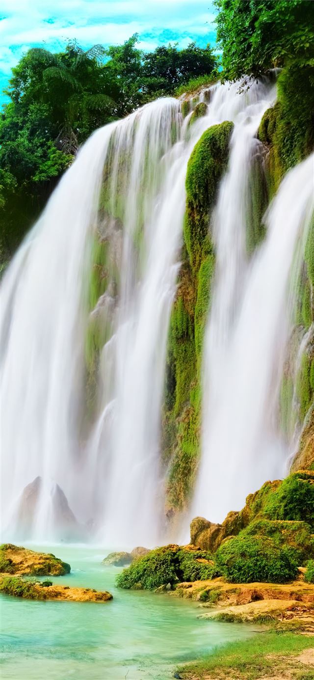 dream through waterfall iPhone 12 wallpaper 