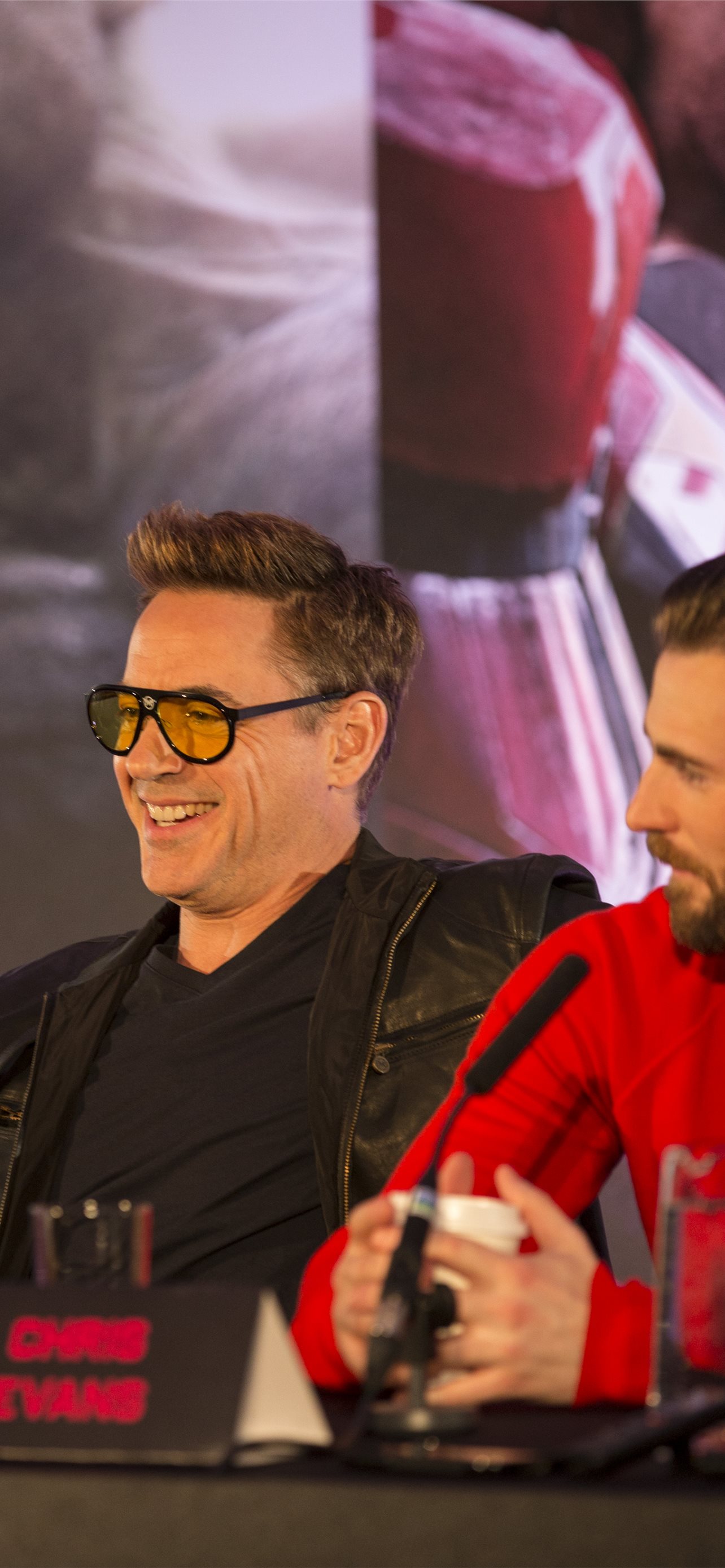Robert Downey Jr and Chris Evans at the Avengers A... iPhone Wallpapers  Free Download